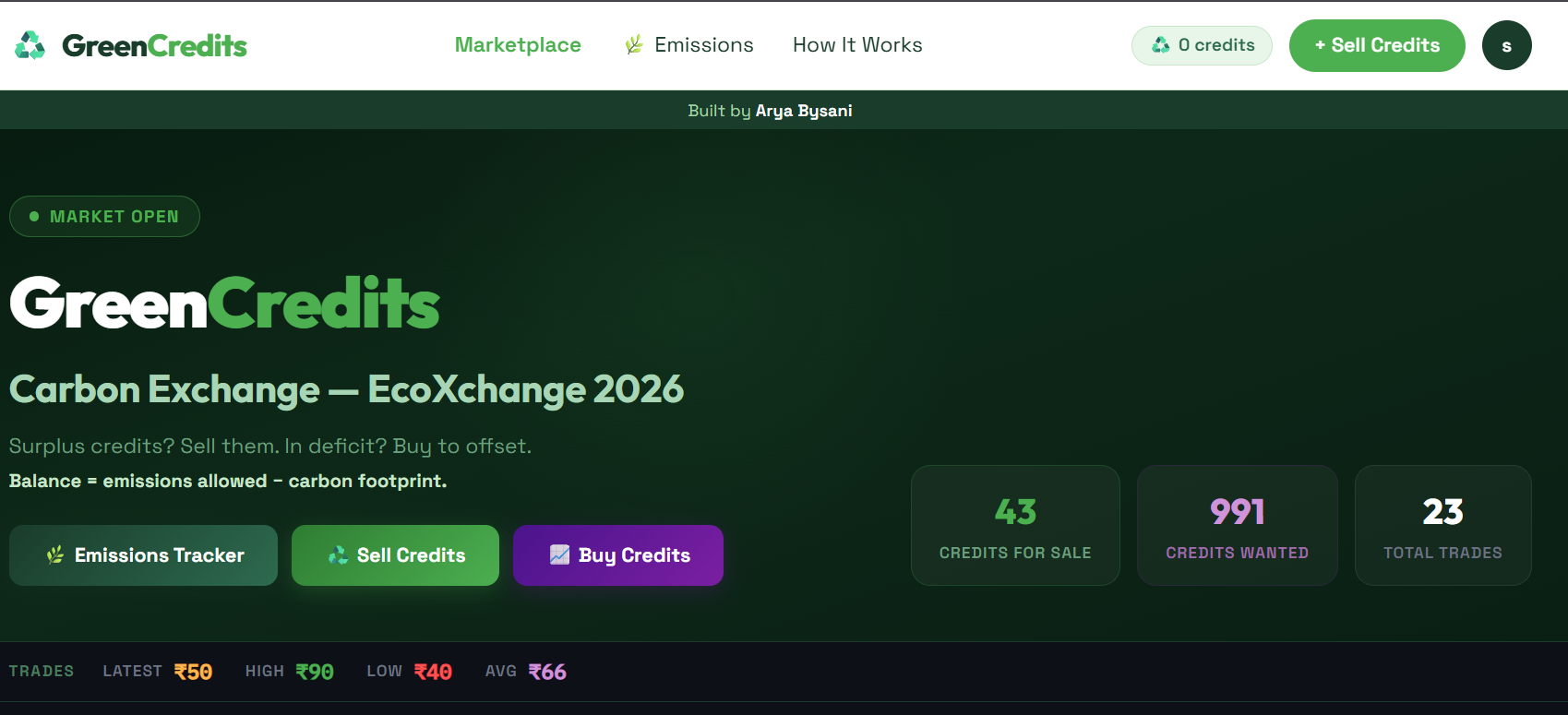 Carbon Credit Trading Portal Preview
